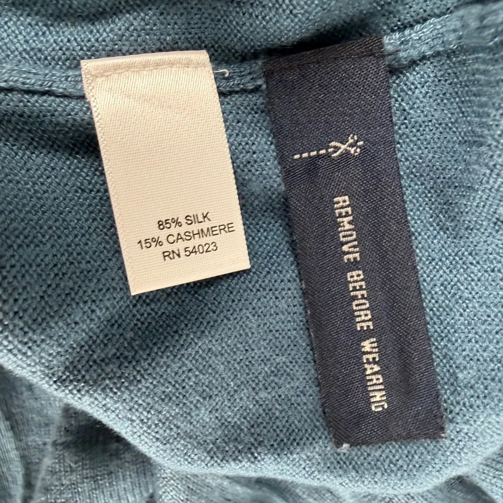 Banana Republic Sweater Mens‎ L Blue Silk Cashmere Mock Neck Button Pullover